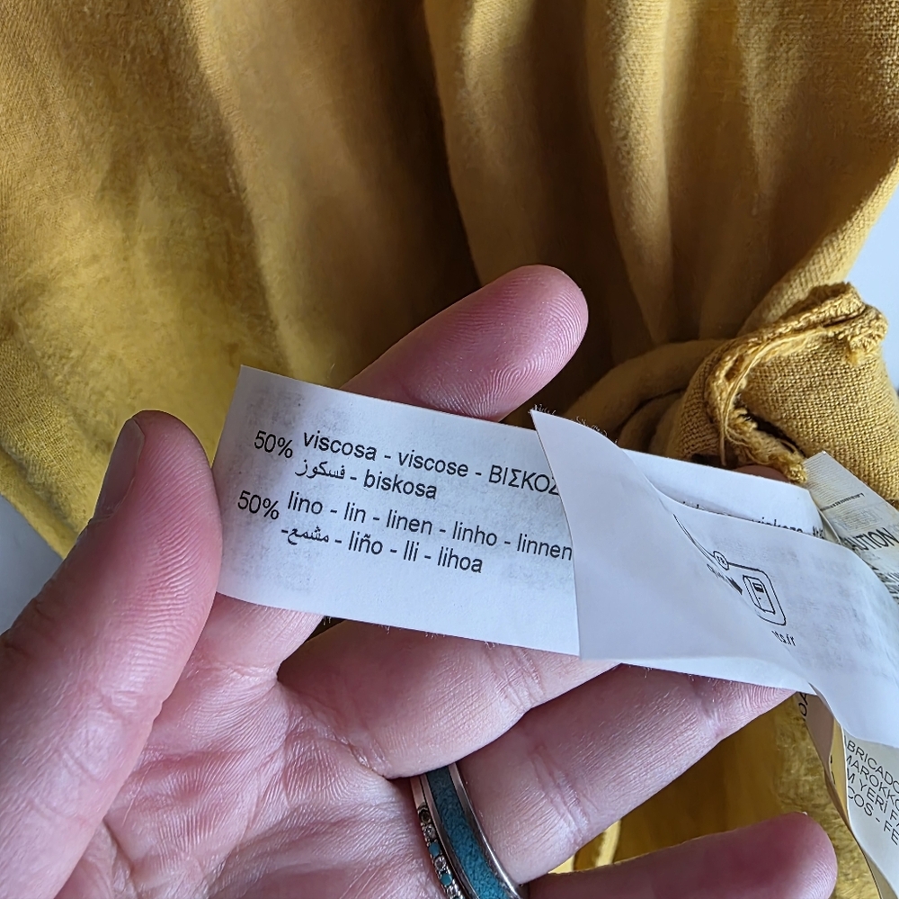 Zara Strappy Linen Blend Mustard Yellow Midi Dress Size XS - Picture 9 of 9